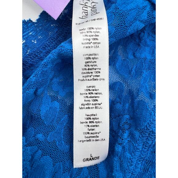 HANKY PANKY SIZE LARGE LACE SIGNATURE BOY SHORT PANTY SAPPHIRE BLUE NWT - Picture 8 of 10